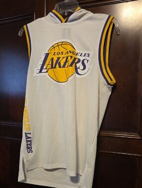 NBA White, Yellow & Purple Sleeveless Team Hoodie Jersey